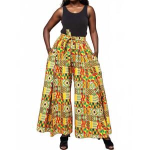NEW KARA CHIC african print wide leg pants in multi yellow